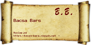 Bacsa Bars névjegykártya